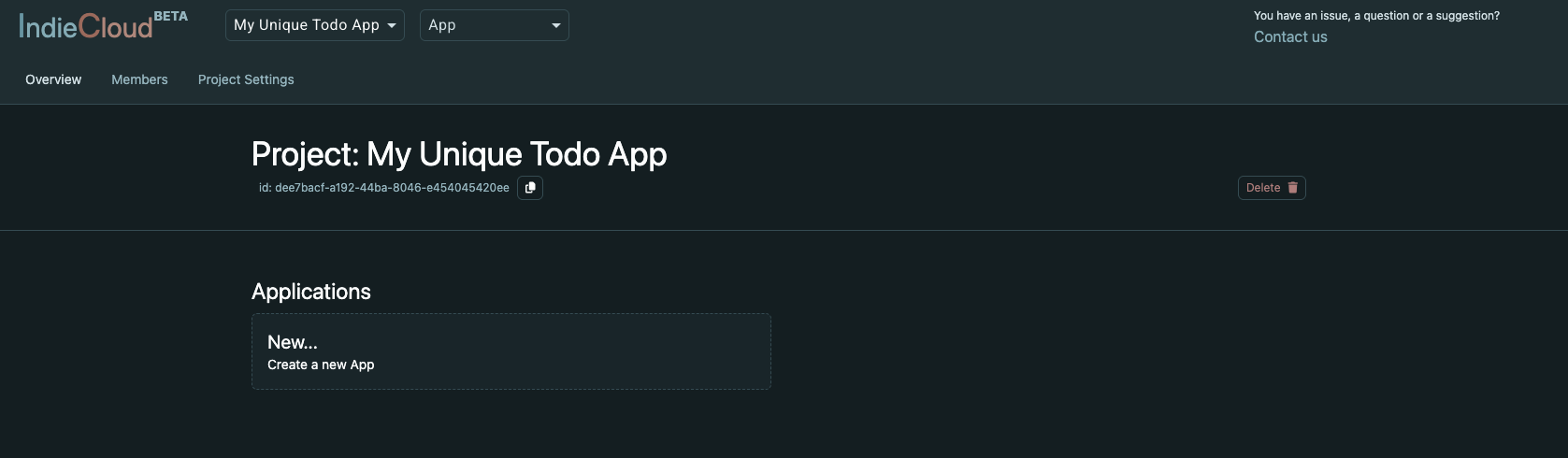 Project overview page
