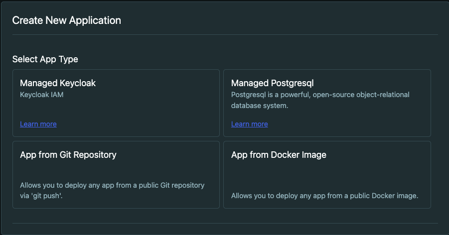 Select application type