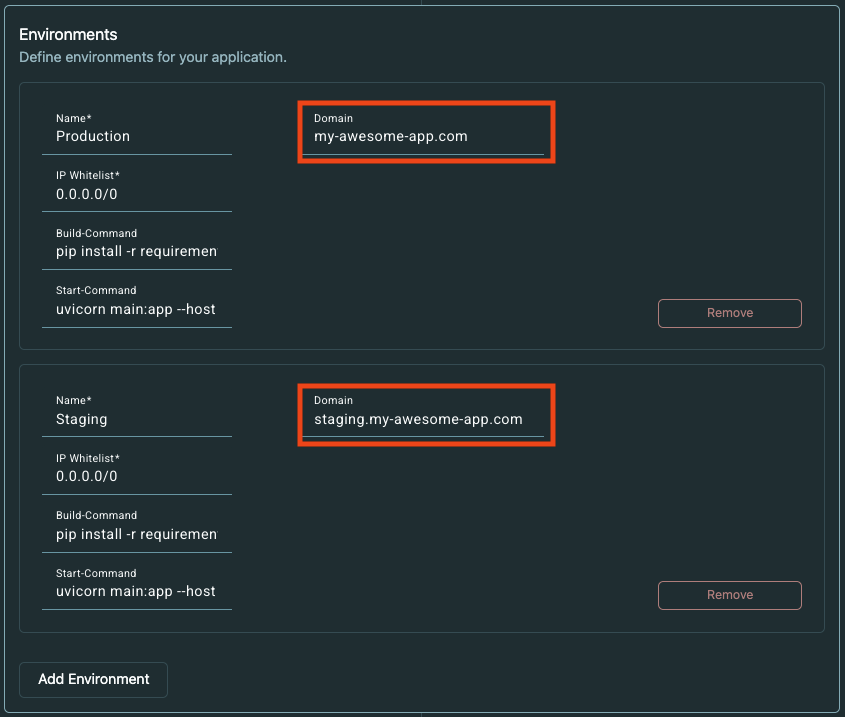 Configure Environments
